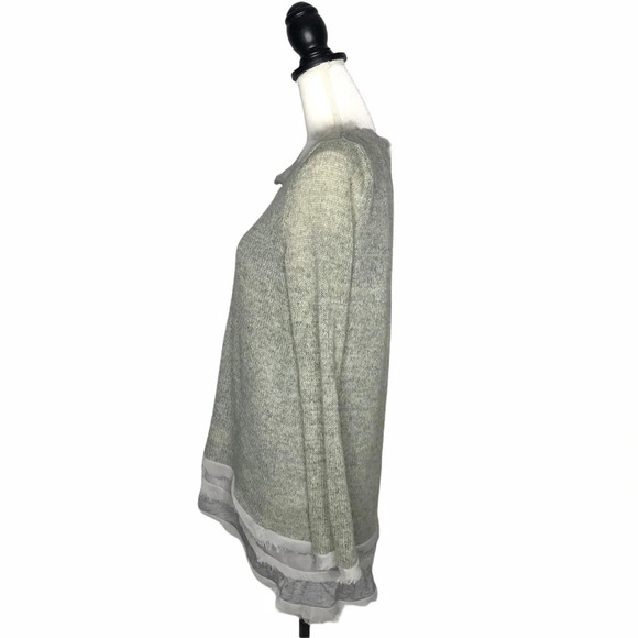 EASEL Gauzey Chiffon Trim Layered Lagenlook Long Sleeve Top - Picture 4 of 8